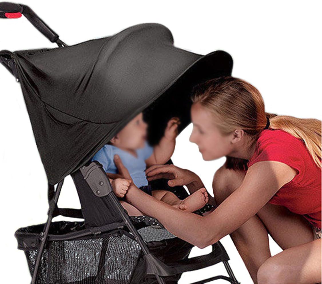Easease ベビーカー 日よけカバー 紫外線対策 サンシェード 汎用 通気性 レイフリー 激安挑戦中 日焼け防止 Uvカット 日差しカット 熱中症対策 防水 ブラック 両側ポケット付き