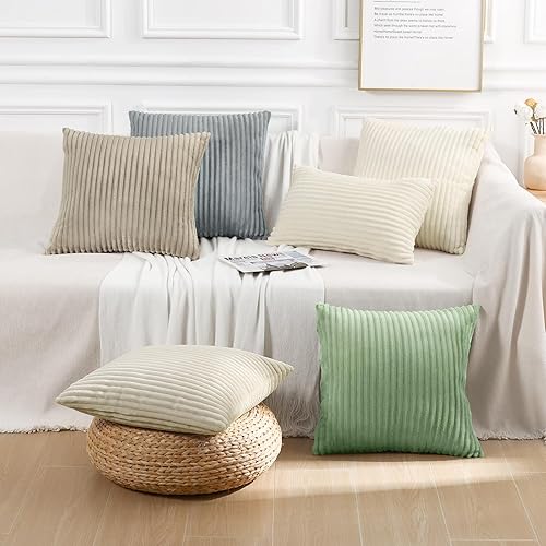 Miniatura 7 de Juego de 2 fundas de almohada decorativas de 20 x 20 pulgadas, fundas de almohada de franela de felpa suave de doble cara para sofá, sala de estar,