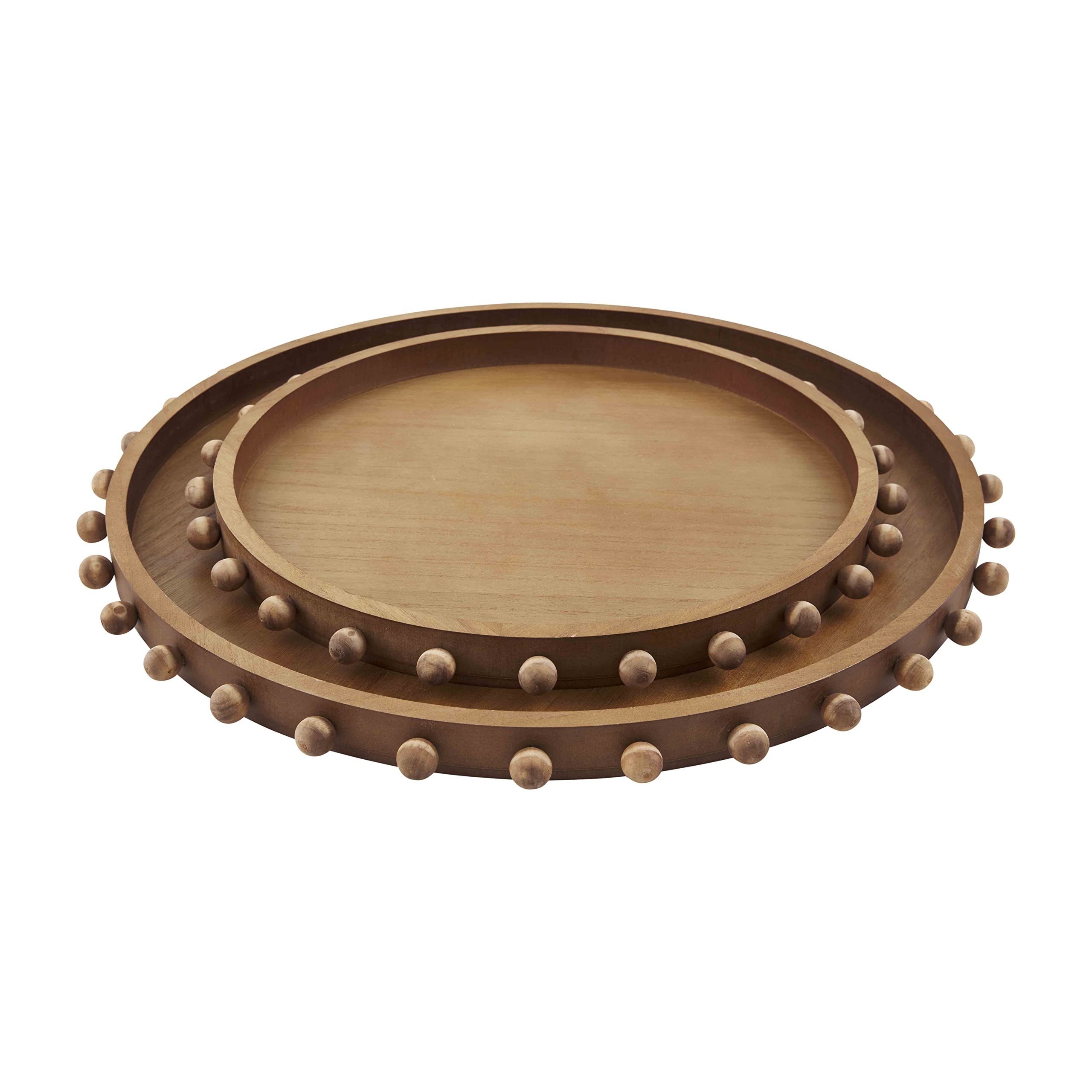 Plateaux gigognes en perles de bois marron déco bohème salon 55 cm