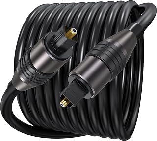 Optical Audio Cable 15 Feet Long, Toslink S/PDIF Standard Fiber Optic Cord Gold-Plated Connector Replacement for Digital TV to Soundbar (Bose, Samsung, Assistrust, VIZIO etc.) and More