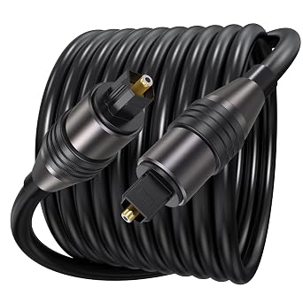 Optical Audio Cable 15ft, Toslink Fiber Optic Cord Gold Plated, Digital S/PDIF Cable Connectors for TV Soundbar Home Theater Compatible with Bose Samsung VIZIO LG Sony Xbox PS5