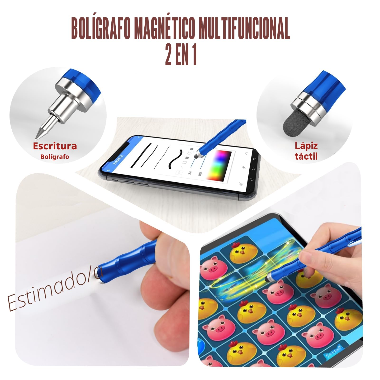 Tigerhu Bolígrafo Magnético, Divertido Juguete Antiestrés ultifunción, Fidget Pen Regalos para Hombres, Mujeres, Niños y Cumpleaños Festival Regalo Adolescentes, Gadgets Tecnologicos (Azul)