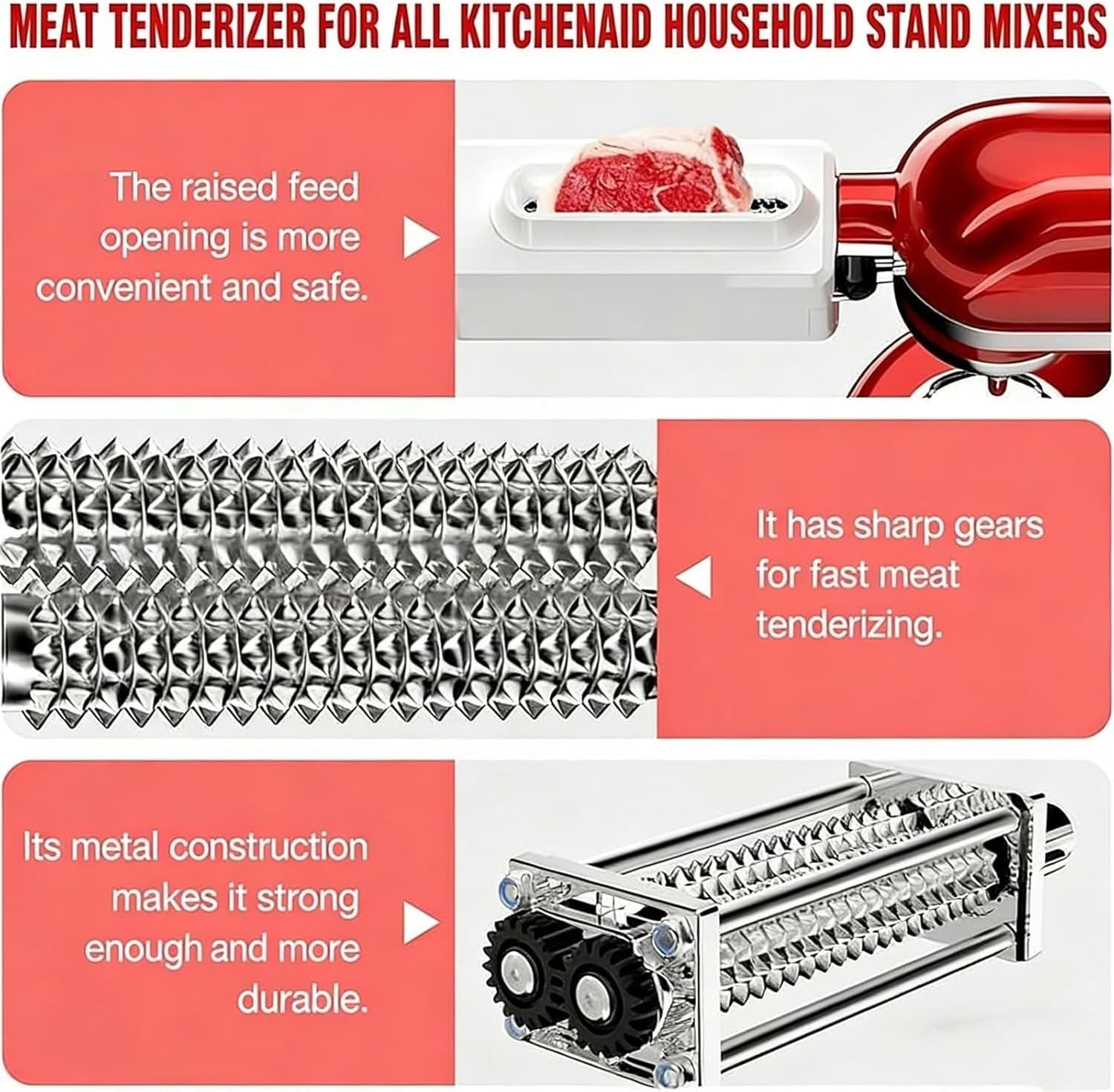 Electric Commercial Meat Tenderizer | Clear Cover & One-Press Safe Design | Easy To Clean | For Kitchen, Camping And Outdoor Grilling