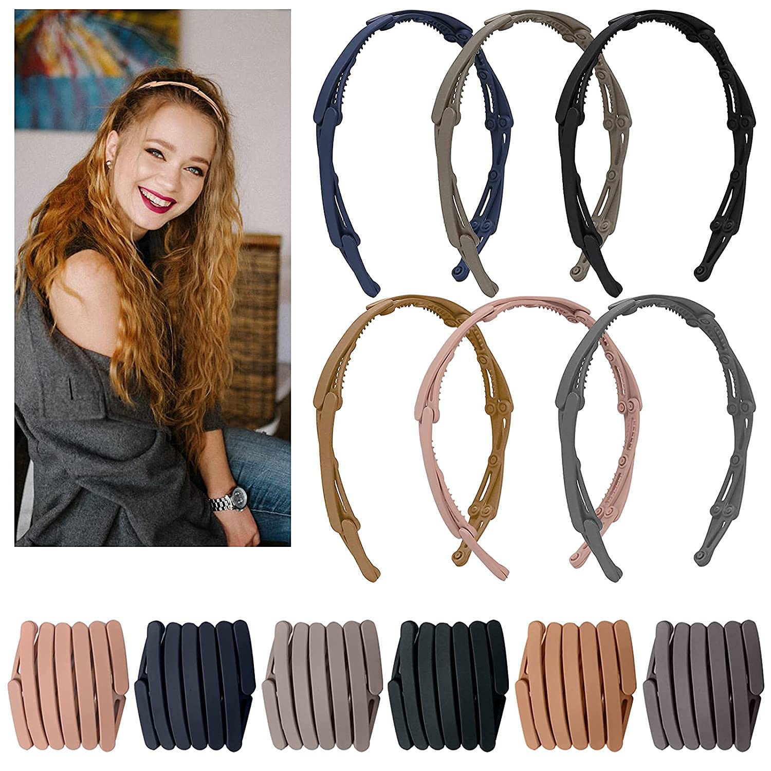 KUSUM 2pc Foldable Headbands for Women Girls Kids, Thin Headbands Retractable Pocket Hair Bands Skinny Plastic Headbands for Thick/Thin Hair,Portable Hair Hoops (B09V3CJW78) Amazon Price History, Amazon Price Tracker