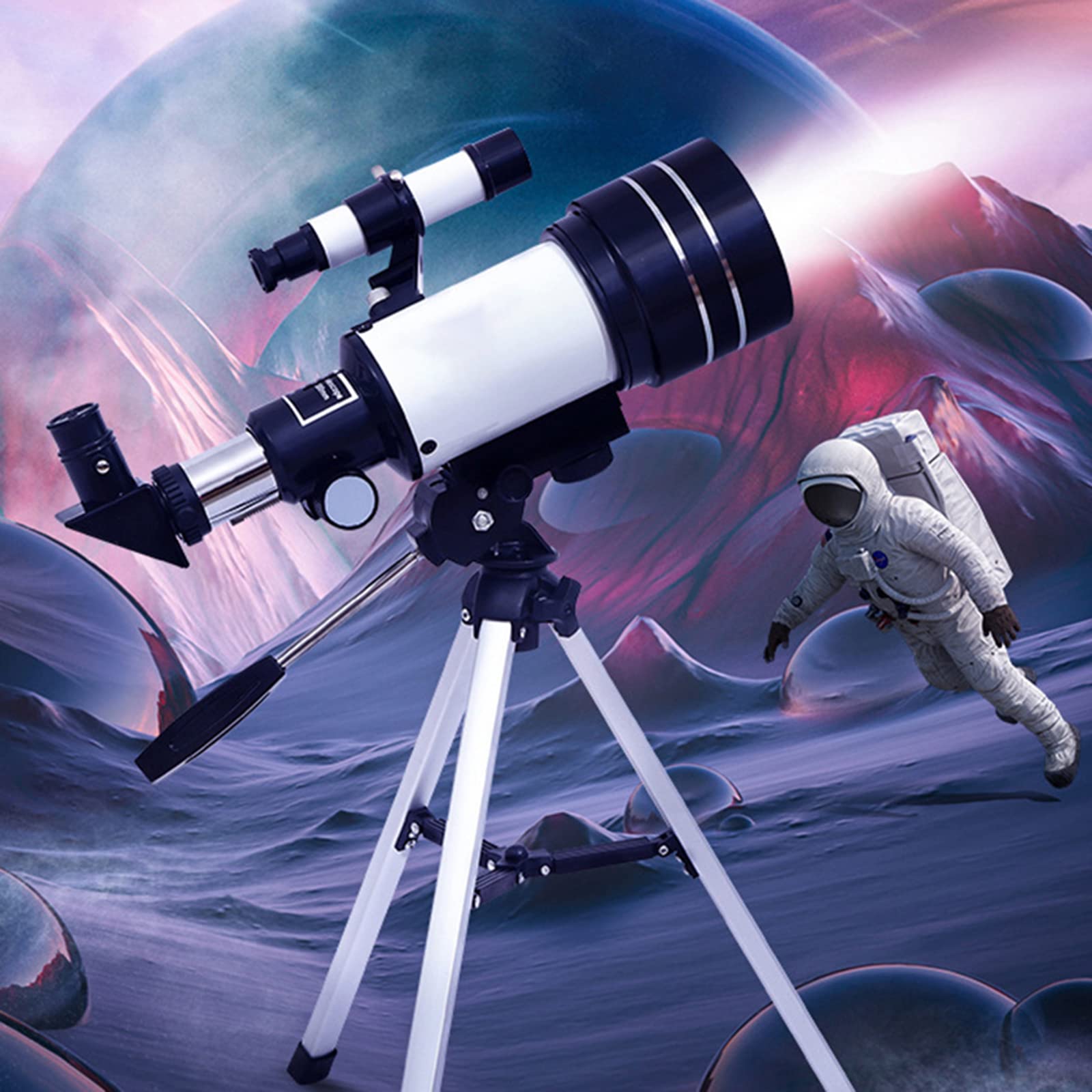 Profesjonalny teleskop astronomiczny dla początkujących, teleskop refrakcyjny 300X70mm z zoomem kosmicznym 150X, zegarek gwiazd księżyca Warm as ever