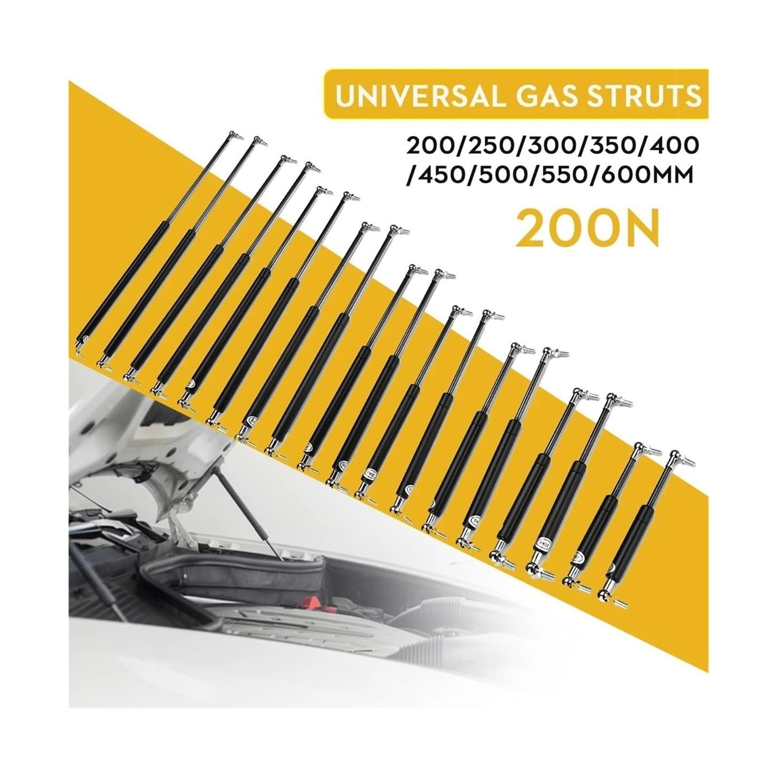 Tige hydraulique Amortisseur De Hayon Vérin À Gaz Barre Support Ressort Pour Camion Camionnette Bateau Fenêtre 2 Pièces 200 N 200-600 Mm(200MM)
