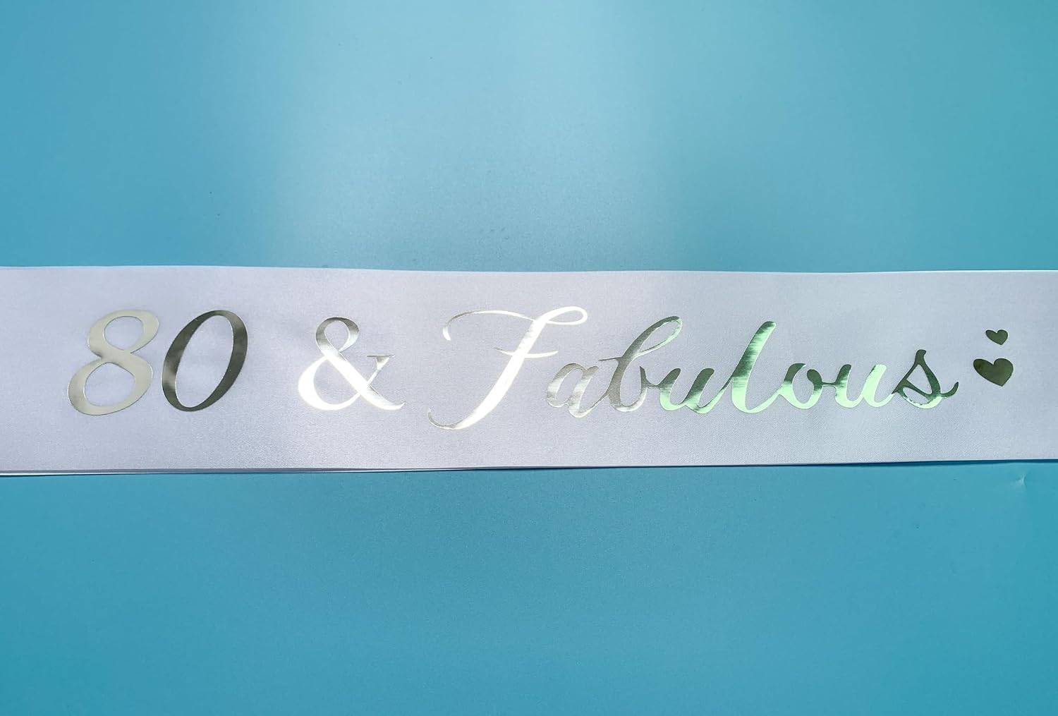80th Birthday Sash, '80 Fabulous' Birthday Sash for Women White Sash with Silver Foil Letter 80th Birthday sash for men Party Decorations Favors White Silver image 3
