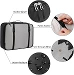 BAGAIL 10 Ensemble Cubes d'emballage Tailles diverses Organisateur d'empaquetage pour accessoires de voyage Porte-bagages sur valise-Noir