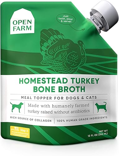 Open Farm Caldo de hueso, adorno de comida para perros y gatos con carne de origen responsable y superalimentos sin sabores artificiales ni