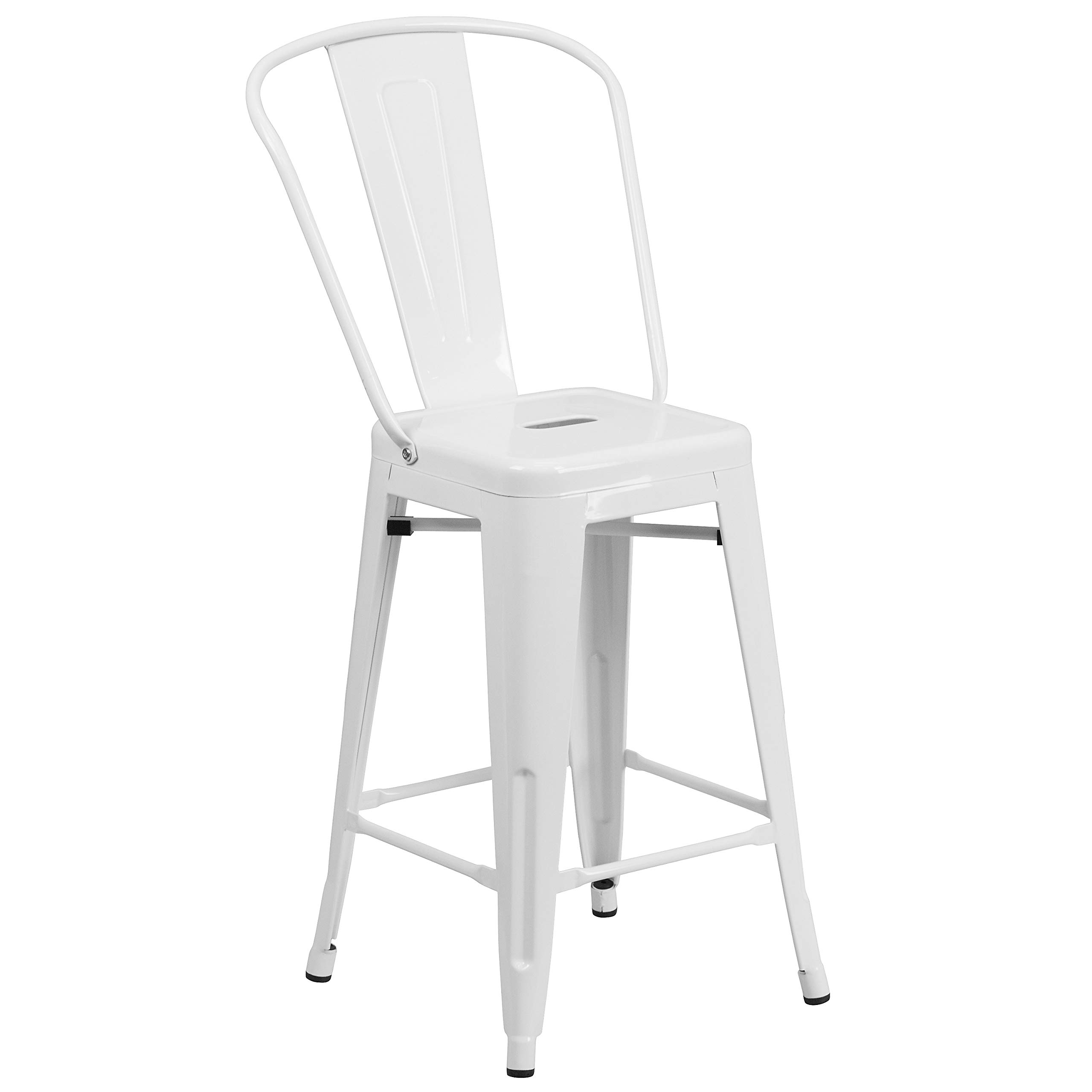 Flash Furniture White / 1 Pack / Contemporary Indoor-Outdoor Metal Stool Stools & Bar Chairs