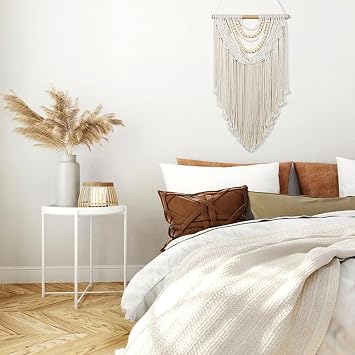 LOMOHOO Macrame Wall Hanging Hanging Wall Decor Tapestry Wall Hanging 42x76CM Woven Tapestry Macrame Wall Decor Boho with Tassel, Macrame Wall Art for Bedroom Livingroom Apartment Dorm