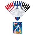 Reynolds 045 PACK OF 15 PENS (POUCH) - 5 BLUE. 5 BLACK, 5 RED | Ball Point Pen Set With Comfortable Grip | Pens For Writ