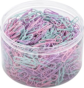 800 PCS Pastel Colors Paper Clips Medium Size, Colored Paper Clips for Office Supplies, Colorful and Durable, Use for School Home Macaron Colors, 1.3 inch