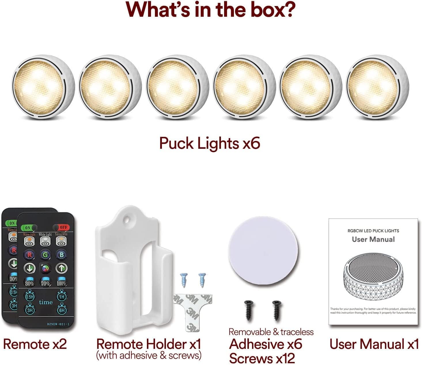 Image showing a hand holding an Onumii puck light with an adhesive pad being applied to its back, ready for mounting.