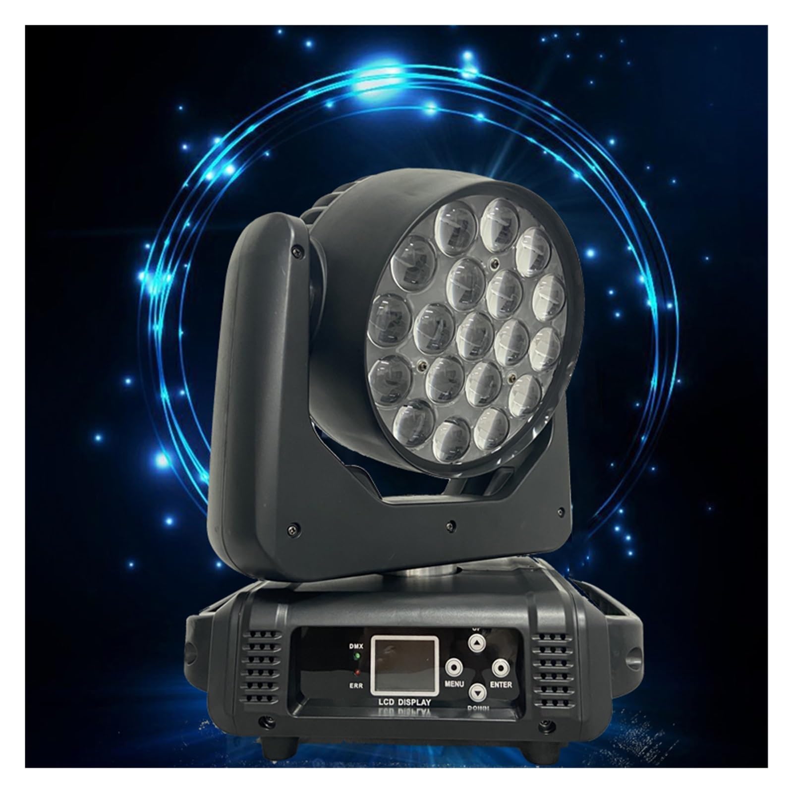 Oświetlenie Sceniczne, Reflektor LED z ruchomą głowicą 4-w-1 19x15W RGBW Zoom oświetlenie DXM nadaje się do DJ Disco Bar Party Christmas Stage Lighting Equipment