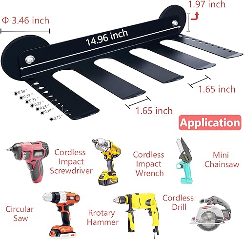 Vista 5 de MUTUACTOR Organizador de herramientas eléctricas y soporte magnético para herramientas de taladro, 1 soporte magnético de alta resistencia, estante