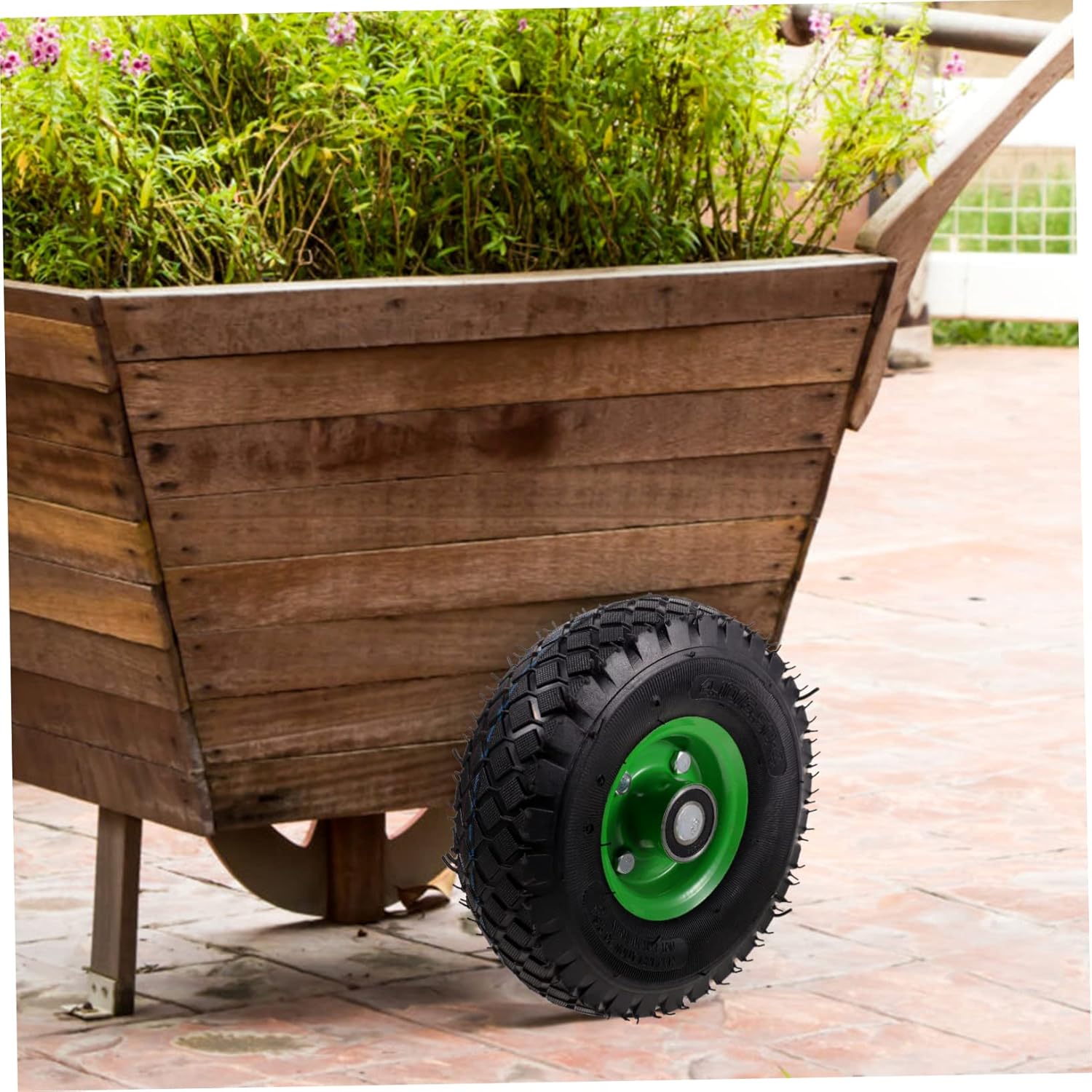 VICASKY 10-Inch Inflatable Rubber Tire for Garden Cart Mute Replacement Wheel Compatible Lawn Mowers Hand Trucks and Generators Flat-Free Design