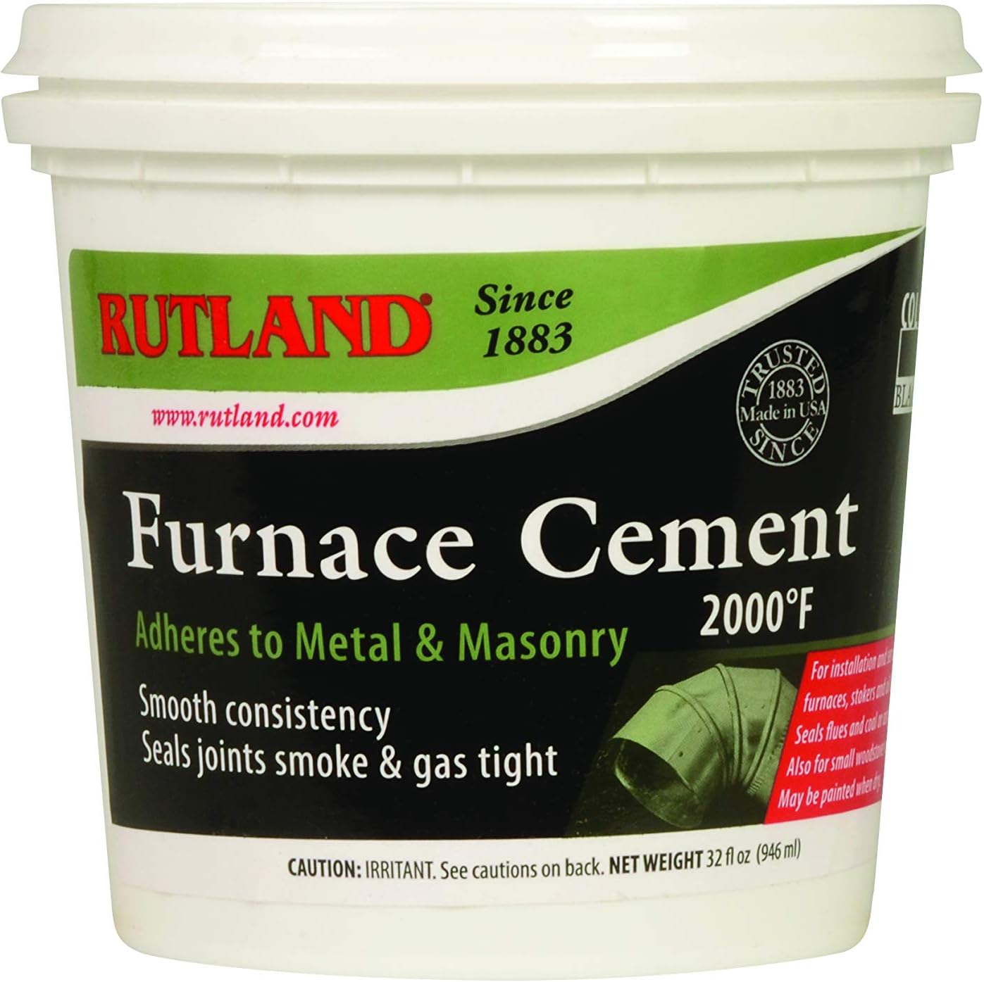 Rutland Products Black, 32 fl oz Furnace Cement, 32 fl oz, 32 Fl Oz