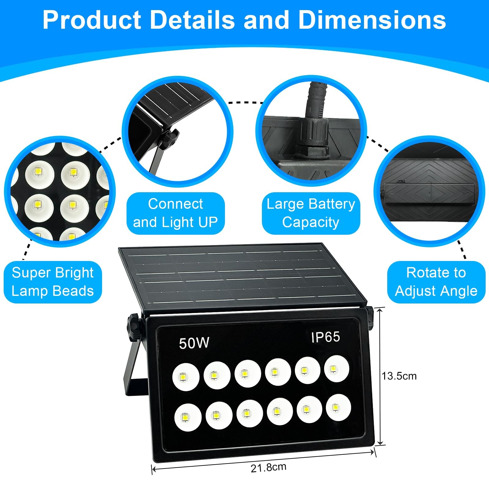 Indmird 50W Solar Security Lights Outdoor - Image 2