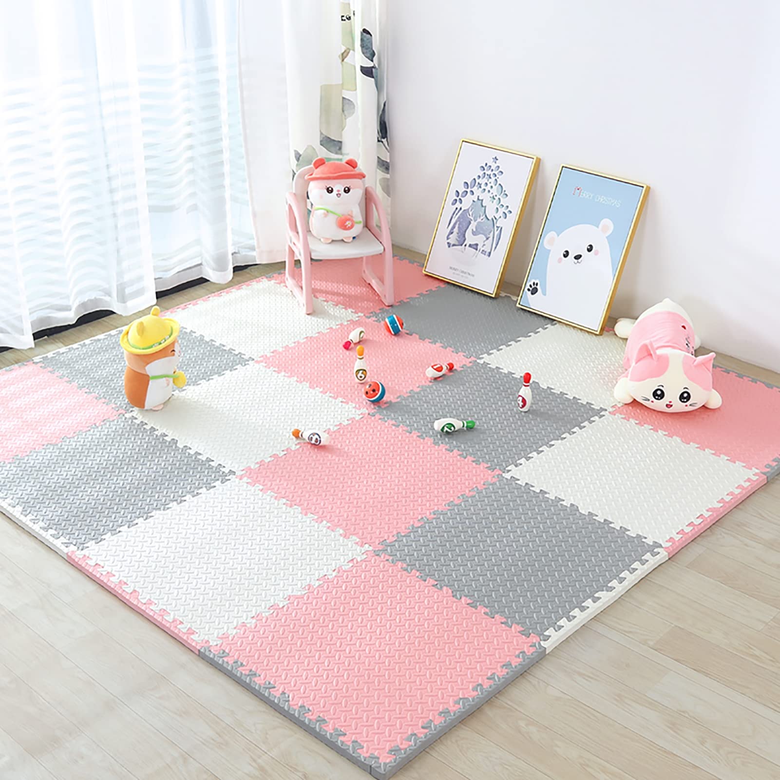Baby Schaumstoff Spielmatte 60X60cm Dick Weich Krabbelmatte Für Kinder Und Kleinkinder Puzzlematte Puzzleteppich Sport rutschfest Bodenschutzmatte Fitness Matte,I,8Pcs