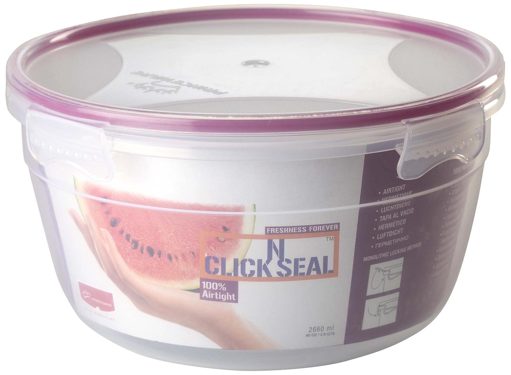 PrincewareClick N Seal Bowl, 2.66 Litres, Violet