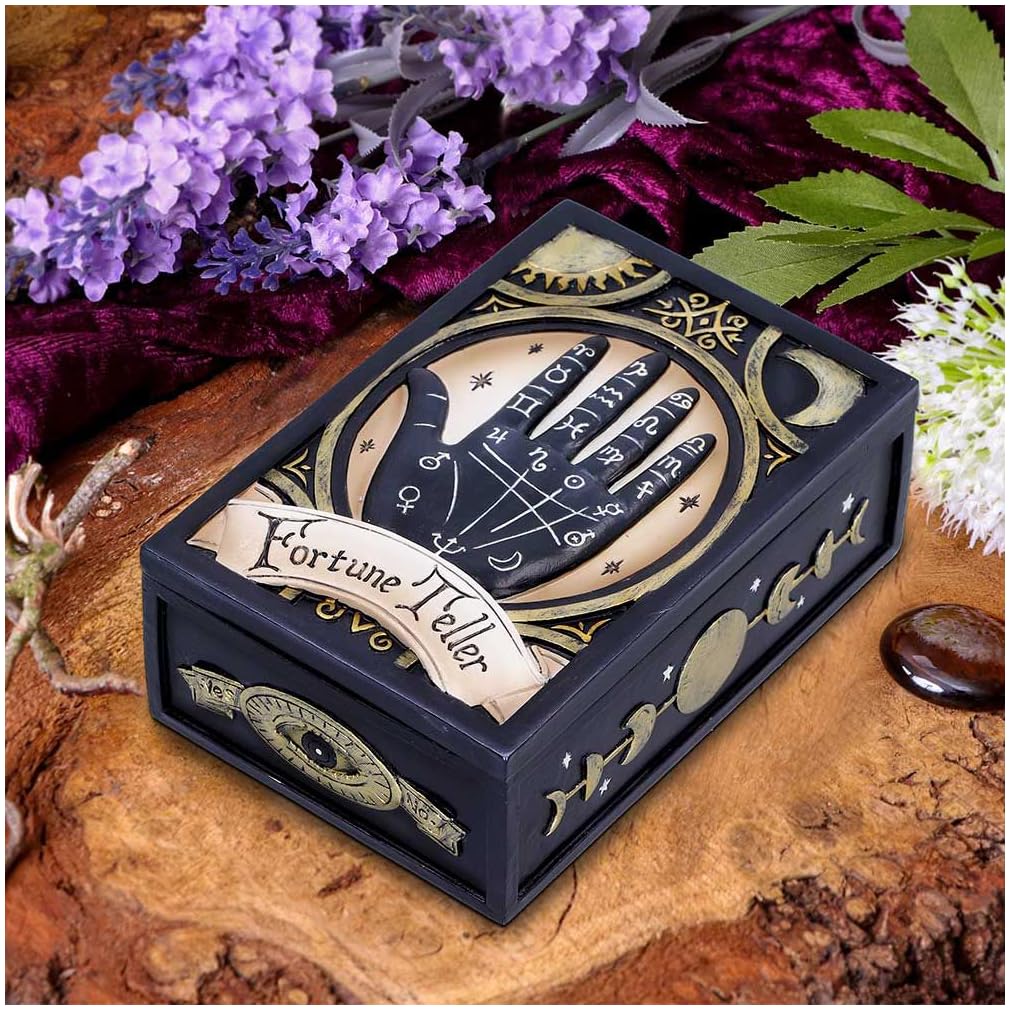 Caja De Tarot Con Cuervo Y Pentagrama – Nemesis Now, 17 Cm, Resina Pintada A Mano, Ideal Para Adivinación Y Decoración Gótica
