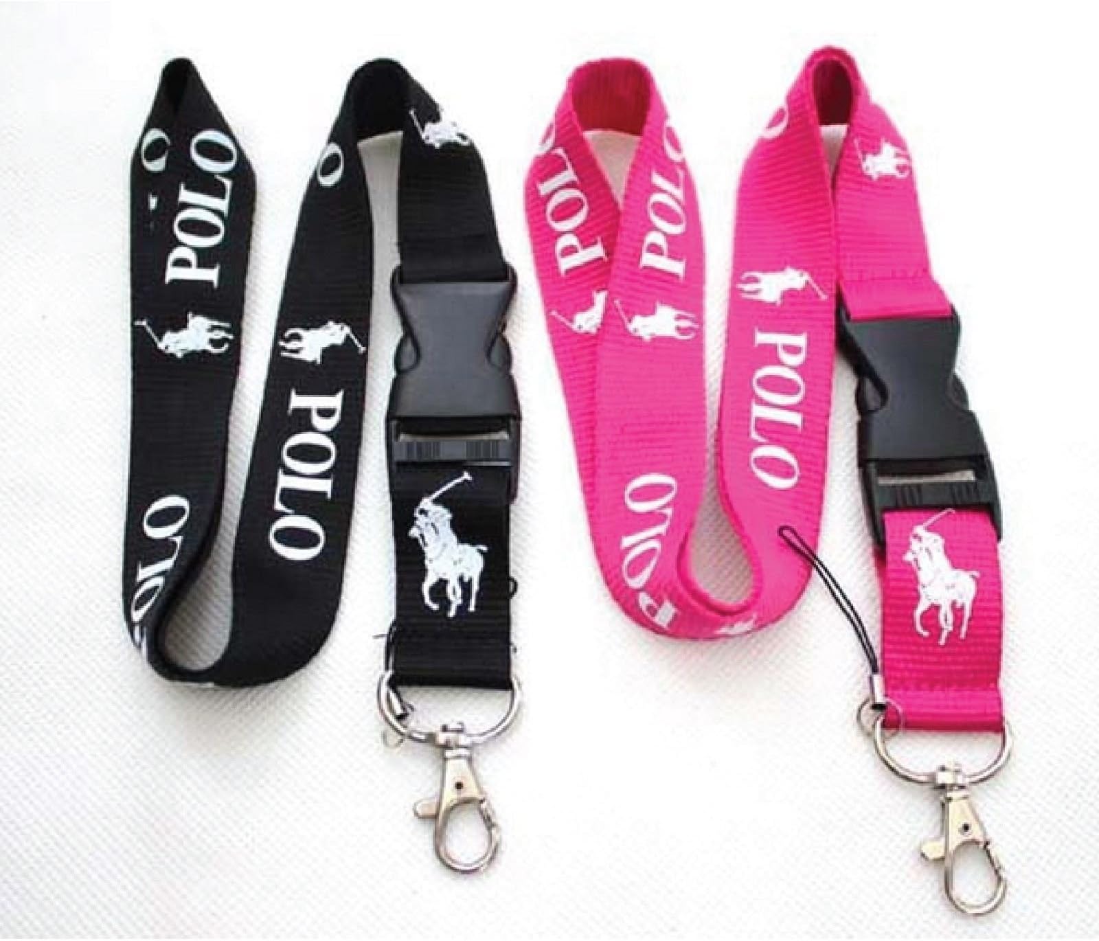 Lanyard WorldSET OF 2 POLO LANYARD PINK & BLACK ID BADGE KEY CHAIN CELL PHONE MP3 PLAYER HOLDER SPORTS NEW