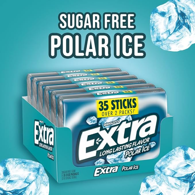 Chicle Sin Azúcar EXTRA Polar Ice Sabor Menta, Pack de 6 x 35 unidades miniatura 3