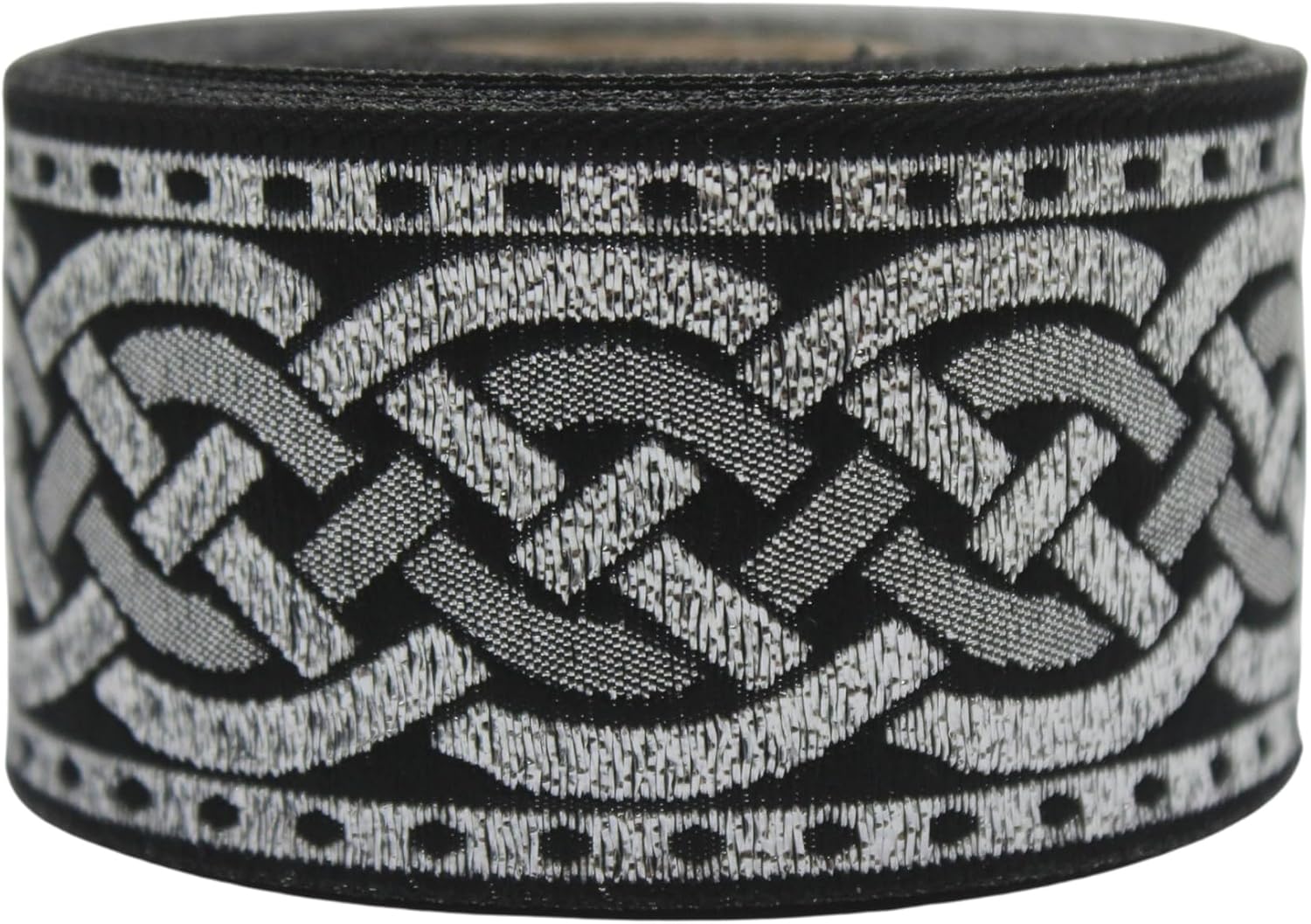 10.9 Yards 1.57 inch Leprechaun Knot Metallic Silver Jacquard Ribbon Trim Embroidered Sewing Band Woven Border