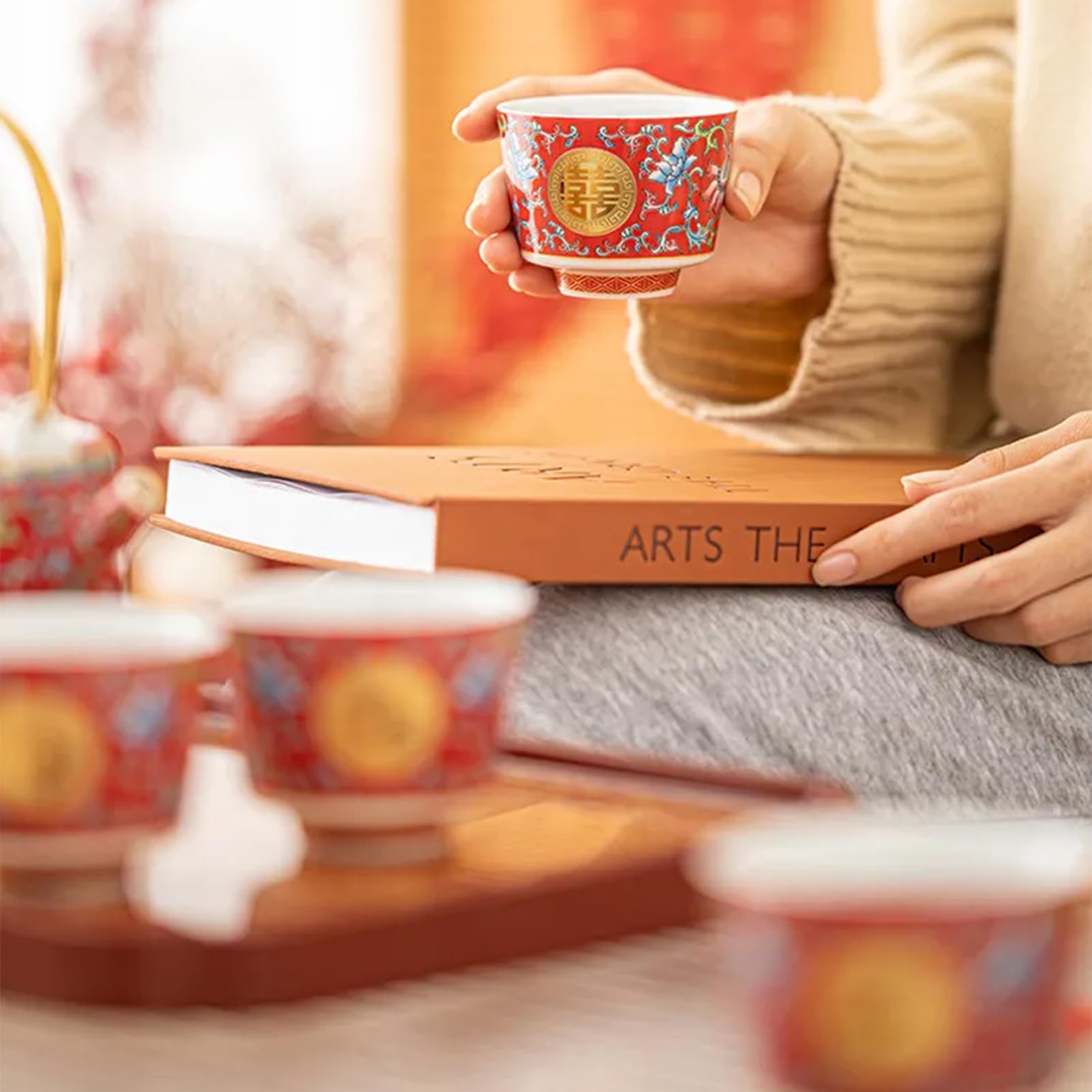 Chiński zestaw upominkowy do herbaty serwis porcelanowy zestaw do herbaty ślubnej, zestaw do herbaty kungfu, emalia zmiana koloru domowy prezent ślubny do nowego wysokiej klasy 1 dzbanek do herbaty 6