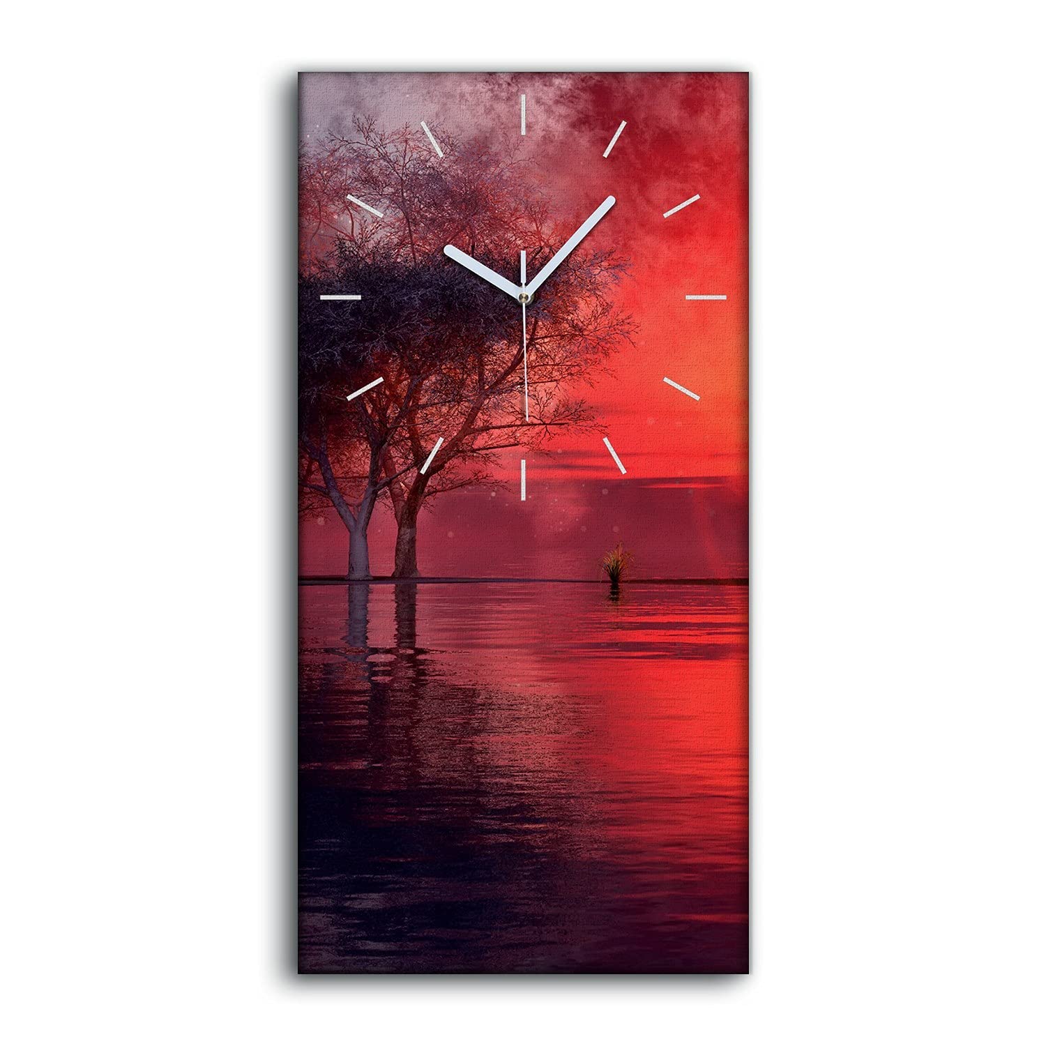 Horloge sur toile coucher de soleil : l'art moderne silencieux pour votre salon