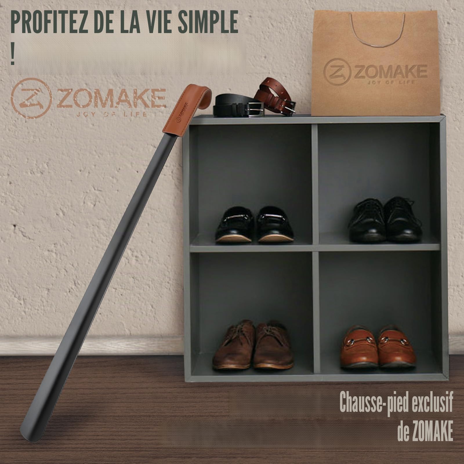 ZOMAKE Extra Long Chausse Pied,Metal Chaussé Pied Manche Longue 72cm/80cm Chausse-pieds Inox Grand Chausse Pieds avec Crochet,Chausse-pied Acier Inoxydable pour Hommes Femmes