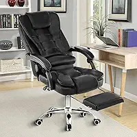 Cadeira de escritório presidente, cadeira de home office com apoio para os pés e encosto ajustável(Preto)