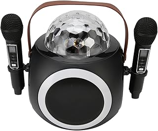 SD325 Portable Karaoke Machine, Karaoke Speaker System with 2 UHF Wireless Microphones, Adjustable Volume, Bluetooth 5.0, RGB Light PA System Support Memory Card, LINE, U Disk