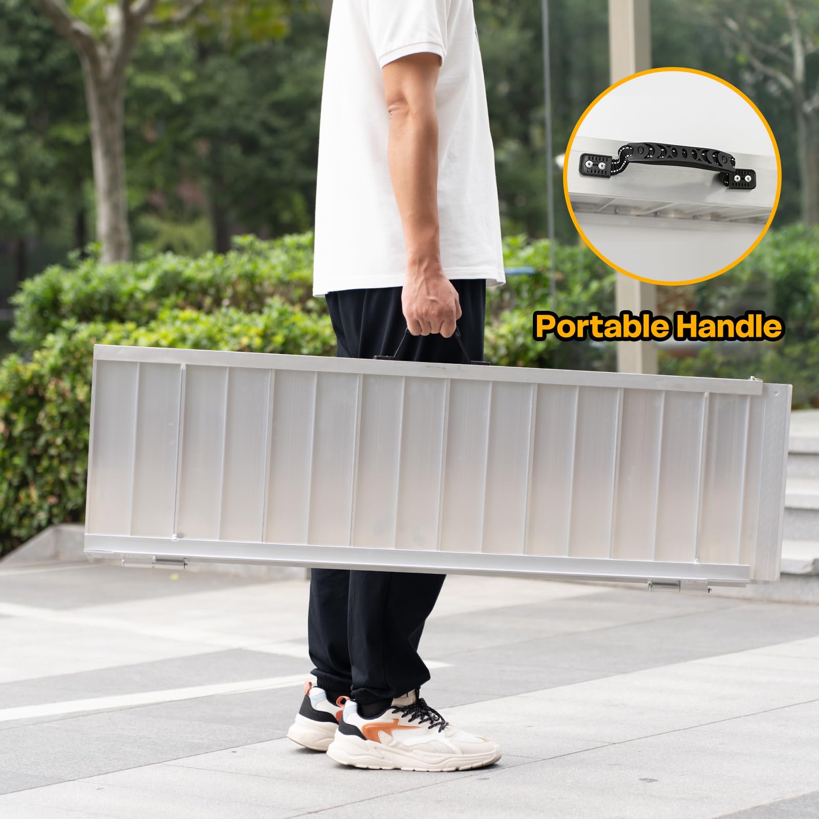 Vie Triomphe - Rampa portátil para silla de ruedas de 4 pies con asa, rampas plegables de aluminio antideslizante para entrada en casa, rampas de umbral para puertas, rampas para escalones