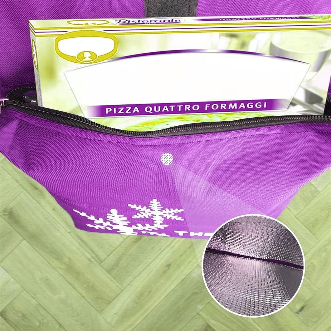 Carro de la Compra Plegable con Bolsa Térmica 4 Ruedas para Subir Escaleras, Carrito del Mercado, Bolsa Impermeable isotérmica de 44L litros. (Morado)