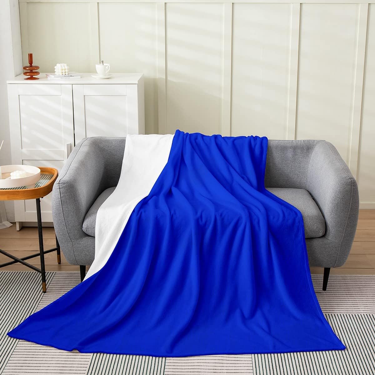 Erosebridal Royal Blue Fuzzy Blanket Queen, Solid Color Sherpa Blanket for Adult Women Men, Ultra-Soft Polyester Throw Blanket, Pure Simple Style Fleece Blanket for Bed Sofa Couch,