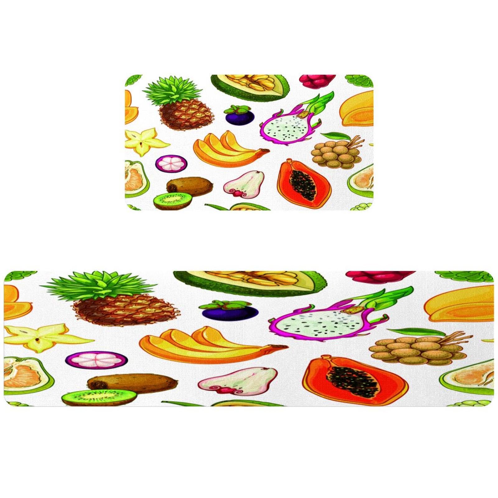 Tapis de cuisine antidérapant lot de 2 tapis lavable absorbant tropical