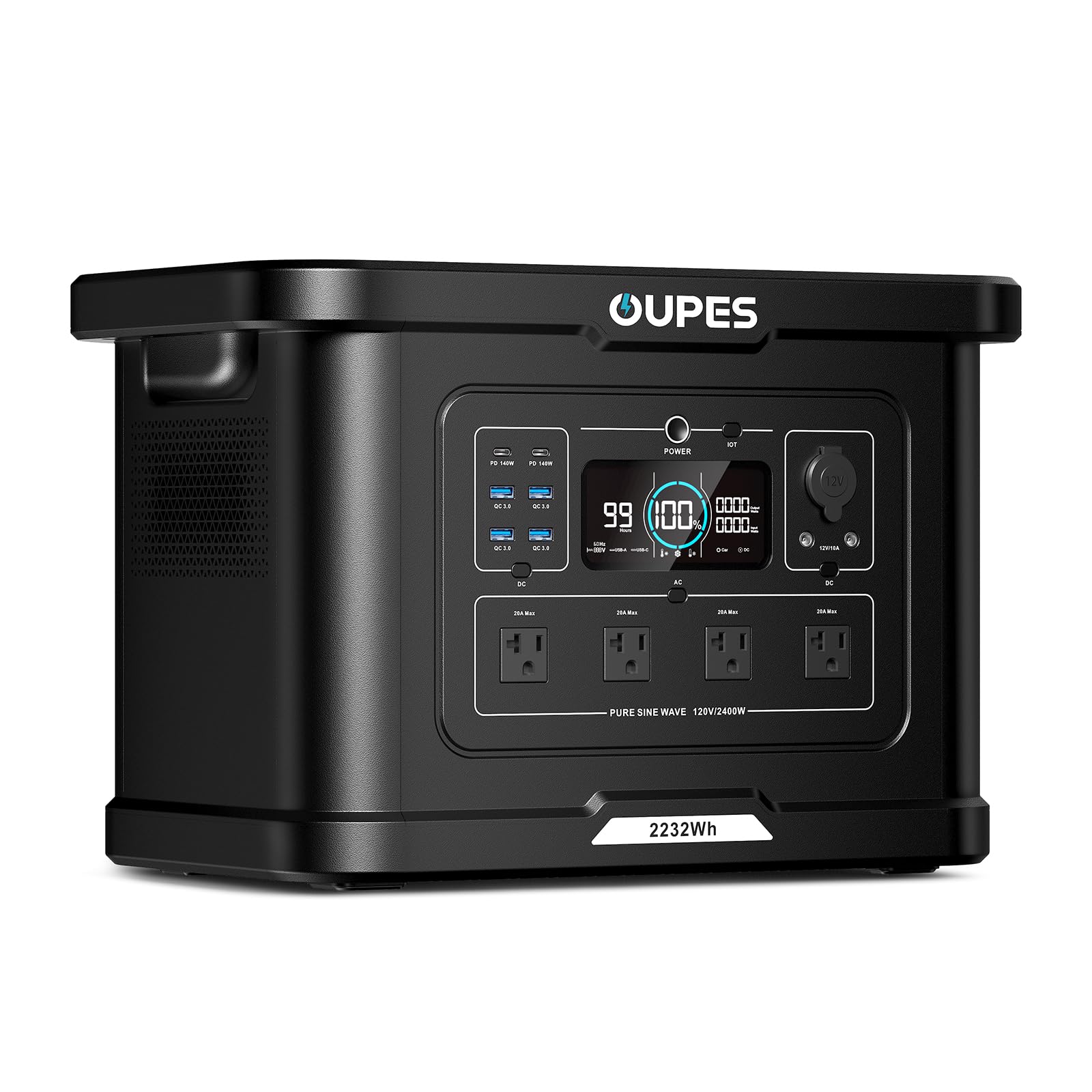 OUPES Exodus 2400 Portable Power Station 2400W (4500W Surge), 2232Wh LiFePO4 Battery Generator with UPS & APP Control, 1.2H Fast Charge, Solar Ready for Camping, RV, Home Backup