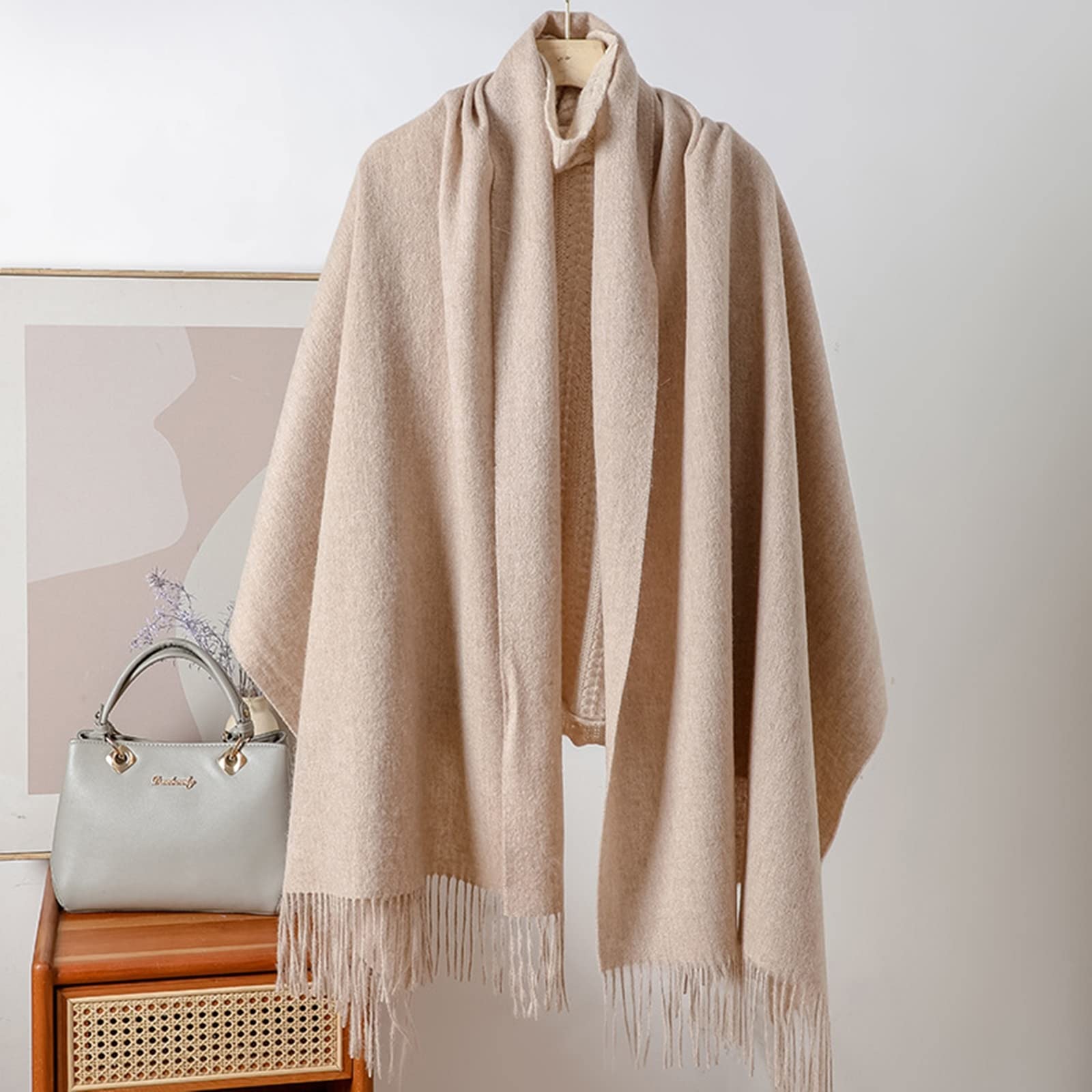 Sciarpa Uomo Invernale Cashmere, Sciarpa Invernale Morbida Rosso Nappina Tinta Unita Sciarpa Calda Alla Moda