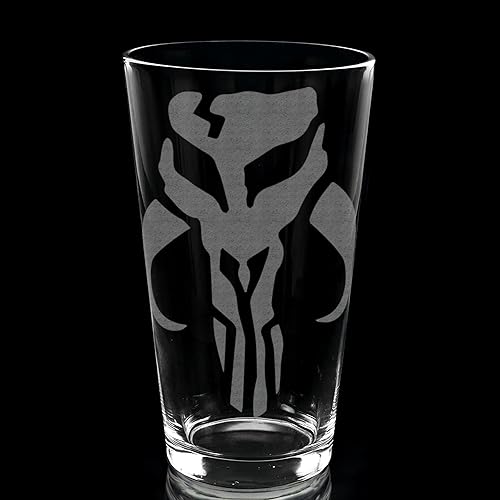 Miniatura 1 de MANDALORIAN EMBLEM Engraved Pint Glass  Inspired by Mandalorian  Great Gift Idea & Decor!