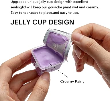 HIMI Deluxe 18 Colors Jelly Gouache Paint Gift Set Complete Art Kit with Pad, Spray, Palette, Brushes, Painting Knife, Foldable Bucket & Refills for Beginners, Students & Artists (Purple)