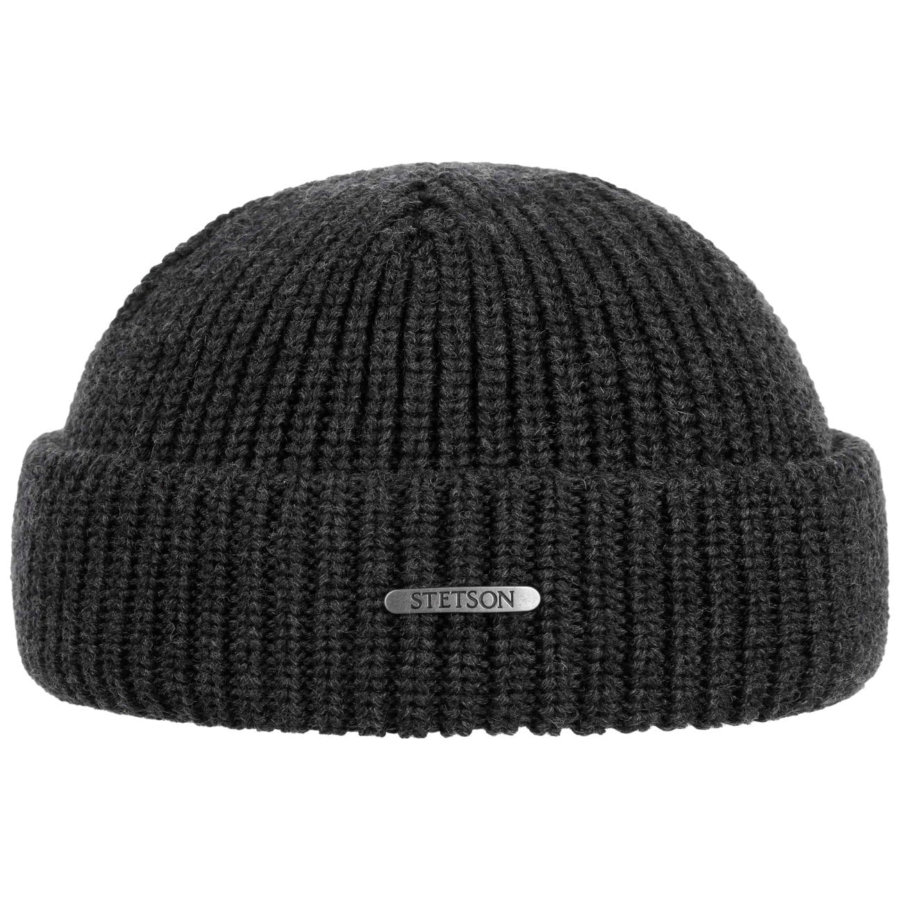 Stetson Nashville Knitted Docker Cap for Men - One Size (54-59 cm) - Made from 100% Merino Wool - Made in Italy - Rib-Knitted Wool Cap - Men's Cap - for Autumn/Winter Anthracite One Size