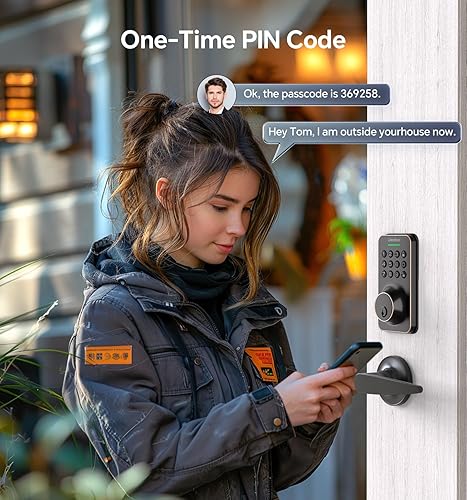 Miniatura 7 de Cerradura de puerta de entrada sin llave con juego de asa, cerradura de puerta de teclado con asa, cerraduras inteligentes para puerta delantera con