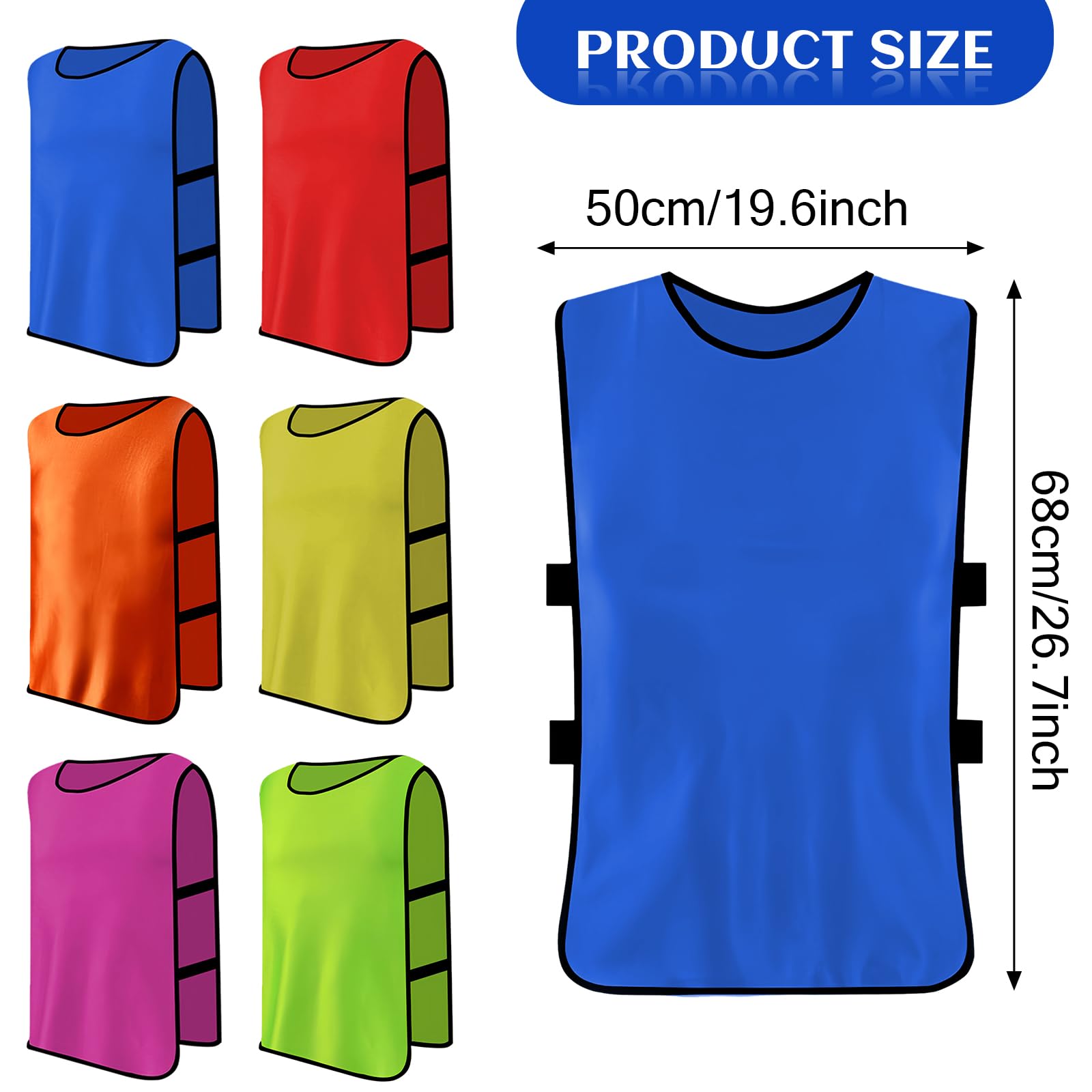 6 Pack Chasuble de Football, Gilet Adultes Maillots, Entraînement Sport, Homme, Training Gilets pour Basket, Football, Taille XL