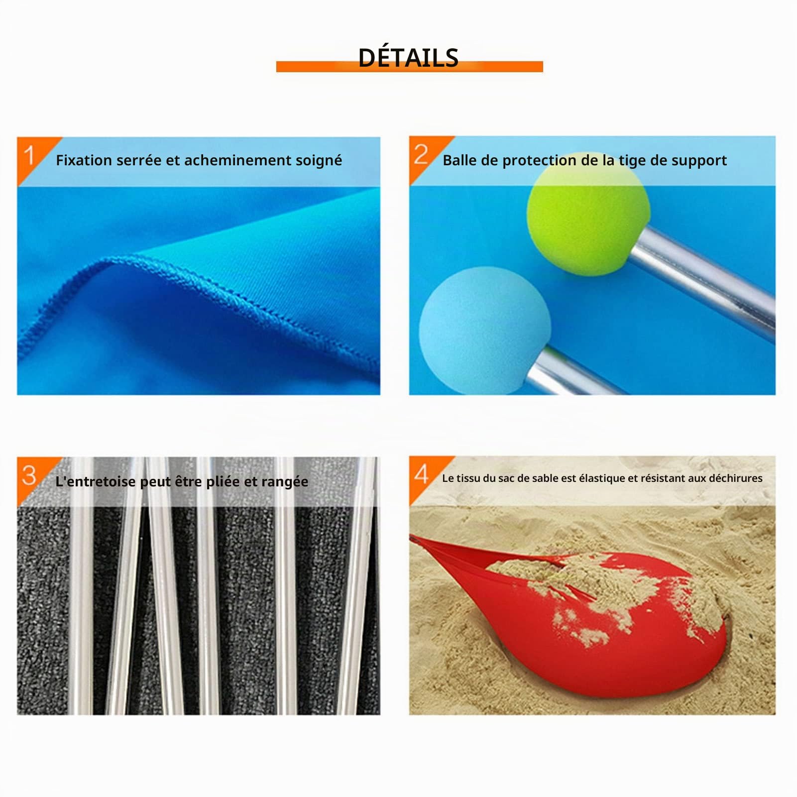 Plage - Parasol Plage - Protection UV - Toit Solaire - pour la Plage - Camping - Plage Portable - Plage - Protection Solaire - avec ancrages Sable - Barres en Aluminium