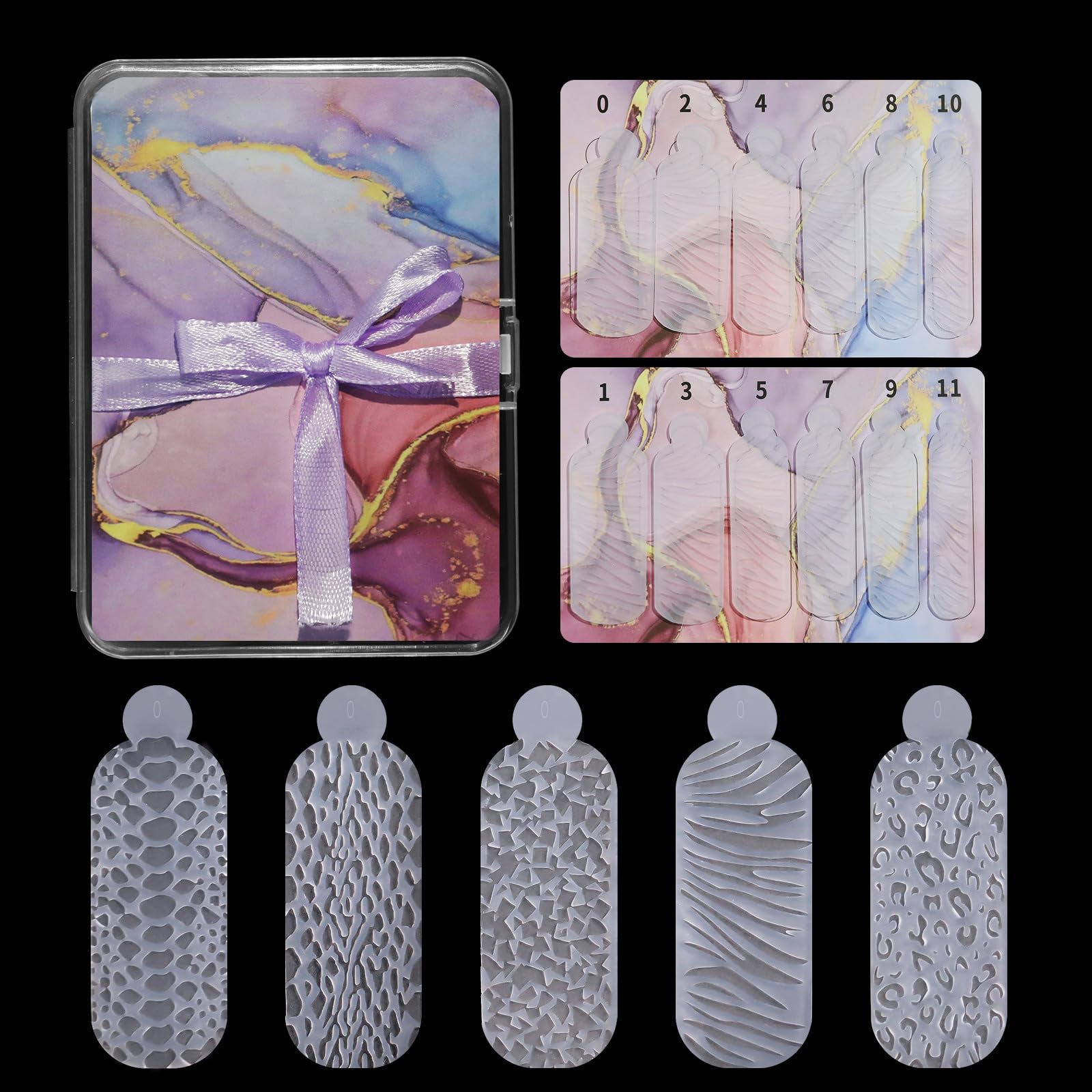 60x/Box Duals Forms Nails Touch Crystals Silicone Molds Forms Silicone Nails Forms For Creating Relief Design On Nails