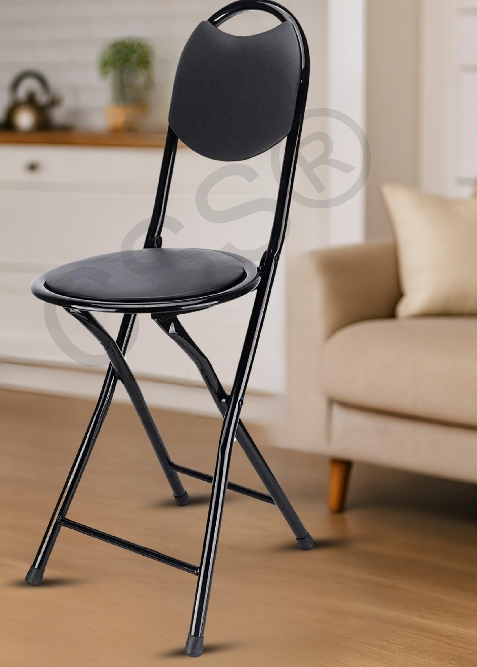 CSS® Premium Folding Kitchen & Stool Chair– 18-Inch Seat Height, Space-Saving, Ergonomic Padded Seat, 100kg Capacity – No Assembly, Lightweight, for Kitchen, Study, Living Room Namaz (Black) (18 inch)-picture-21