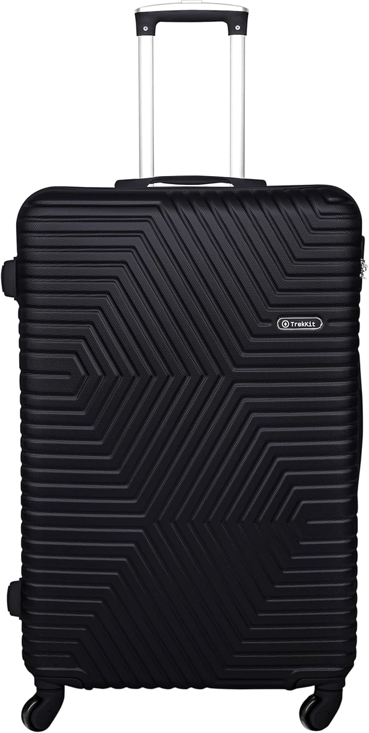 TrekKit Hard Case Luggage 24 Inches Checked Bag with 4 Spinner Wheels ABS Lightweight Suitcase for Travel (24in/61cm, Black) TrekKit Hard Case Luggage 24 Inches Checked Bag with 4 Spinner Wheels ABS Lightweight Suitcase for Travel (24in/61cm, Black)