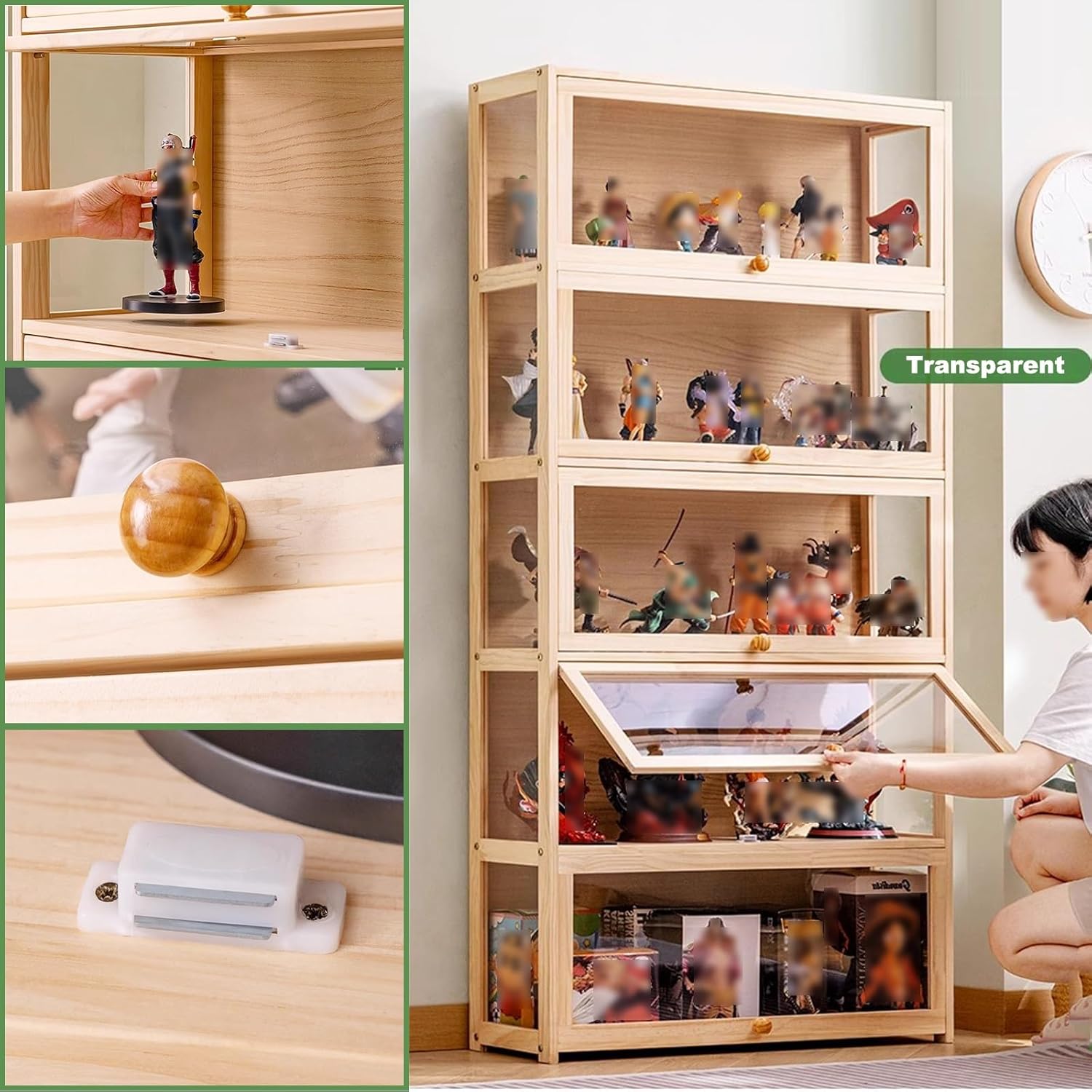 Display Cabinet Toys Display Shelf，Display Case with Acrylic Cabinet Door，Cabinet Doorsealed Dustproof Easy to Clean，Flip Door Cabinet Display Shelf，Curio Cabinet，Collection Display (Size :